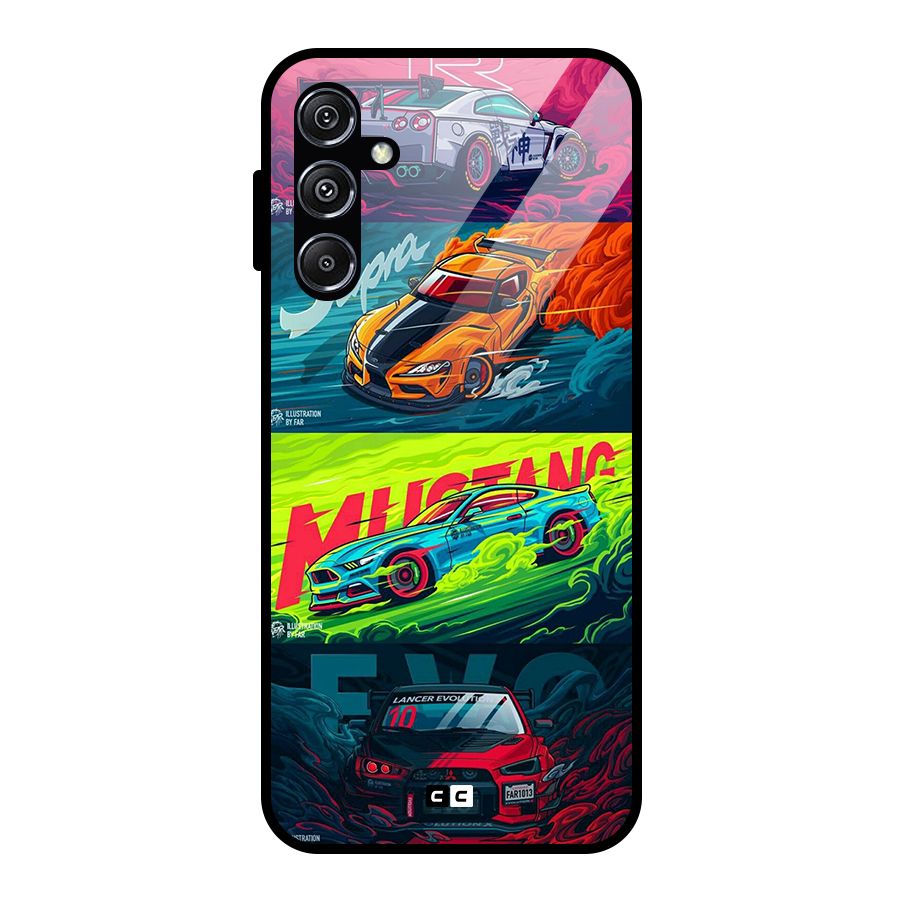 Super Racing Car Glass Back Case for Galaxy M34 5G