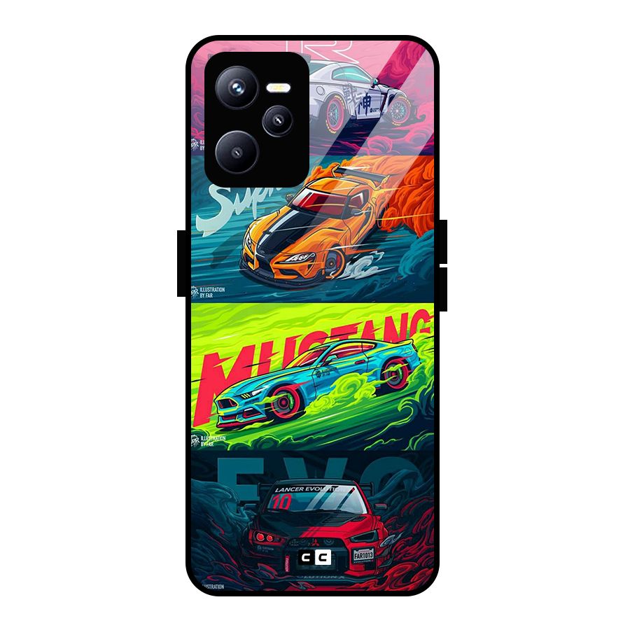 Super Racing Car Glass Back Case for Realme C35