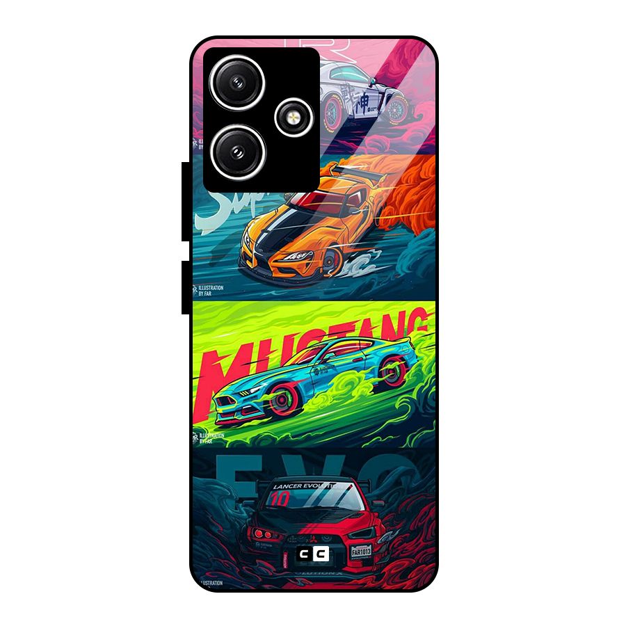 Super Racing Car Glass Back Case for Redmi 12 5G
