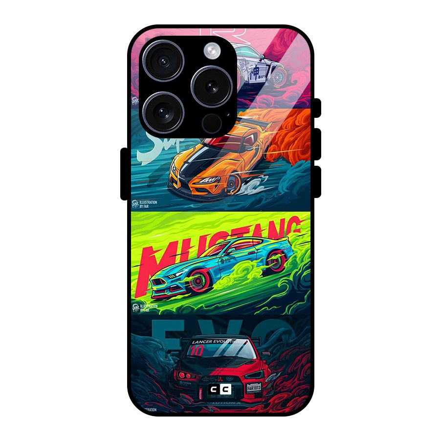 Super Racing Car Glass Back Case for iPhone 15 Pro
