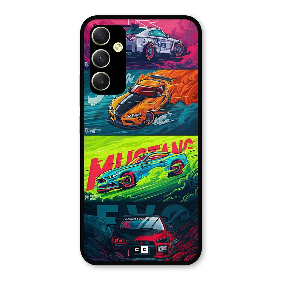 Super Racing Car Metal Back Case for Galaxy A34