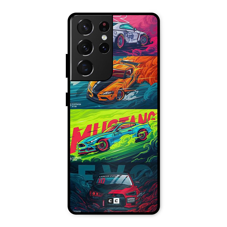 Super Racing Car Metal Back Case for Galaxy S21 Ultra 5G