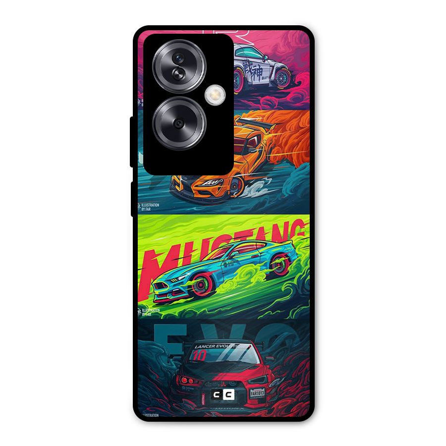 Super Racing Car Metal Back Case for Oppo A79 5G