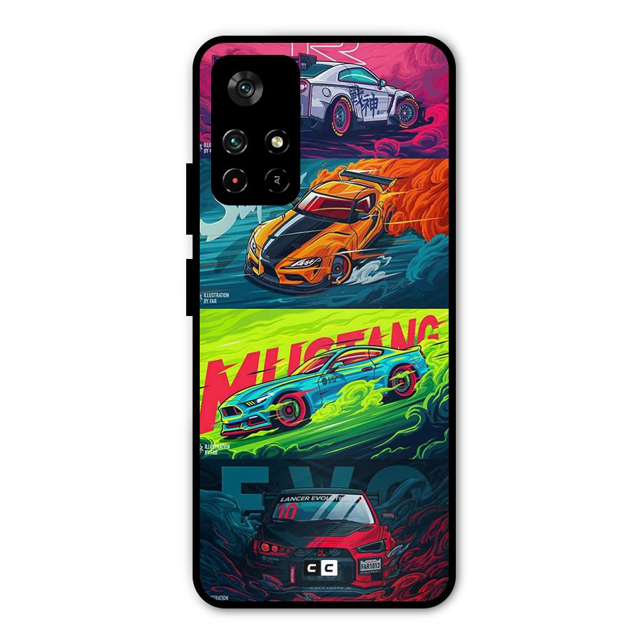 Super Racing Car Metal Back Case for Poco M4 Pro 5G