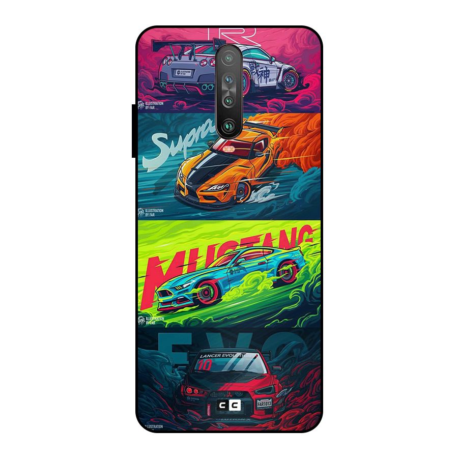 Super Racing Car Metal Back Case for Poco X2