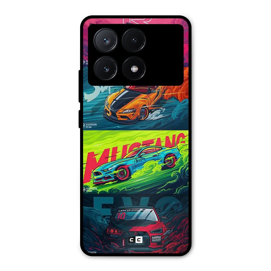 Super Racing Car Metal Back Case for Poco X6 Pro
