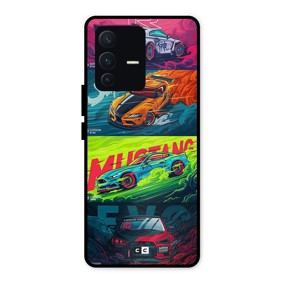 Super Racing Car Metal Back Case for Vivo V23 5G