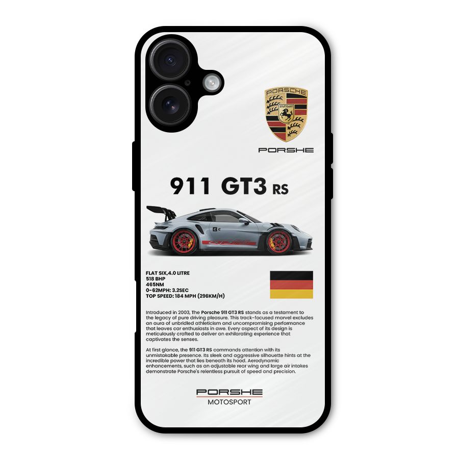 Supercar Features Metal Back Case for iPhone 16 Plus