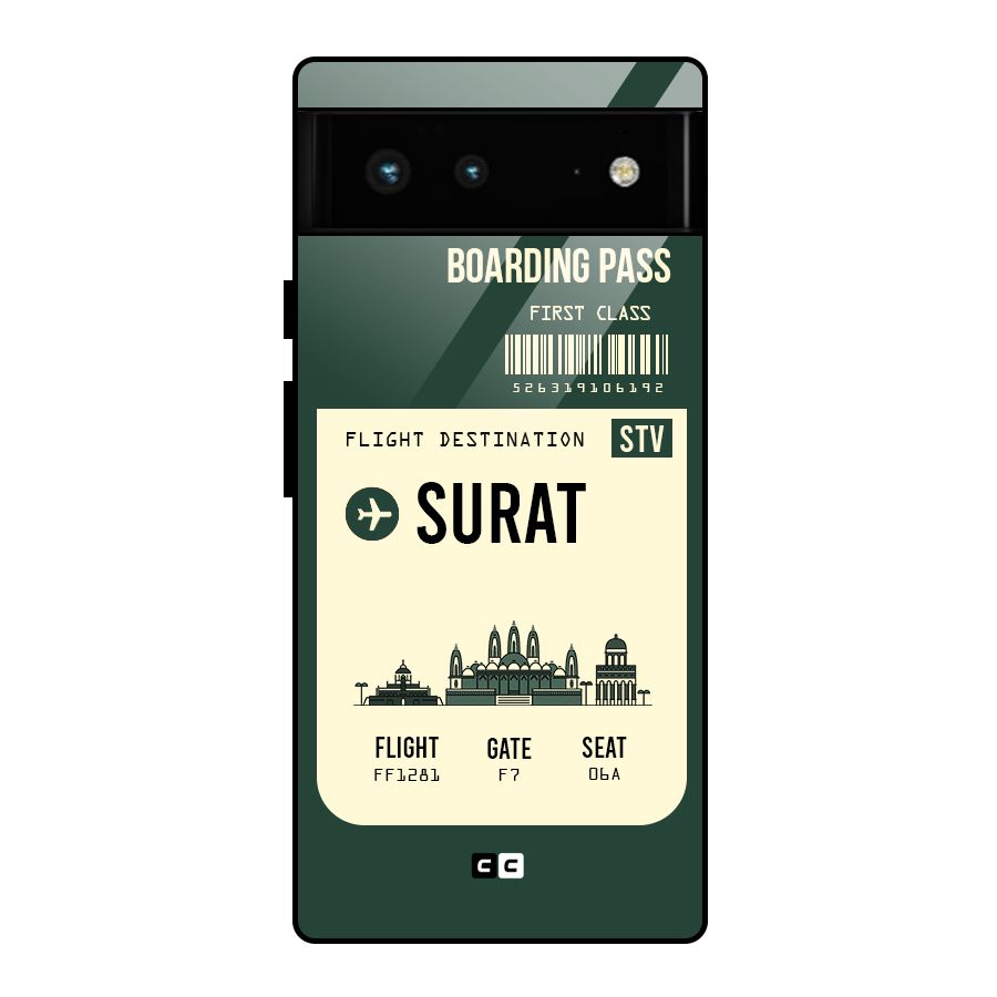 Surat Boarding Pass Glass Back Case for Google Pixel 6