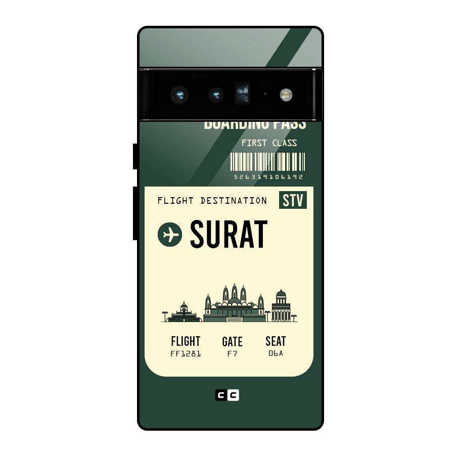 Surat Boarding Pass Glass Back Case for Google Pixel 6 Pro