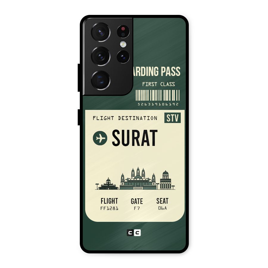 Surat Boarding Pass Metal Back Case for Galaxy S21 Ultra 5G