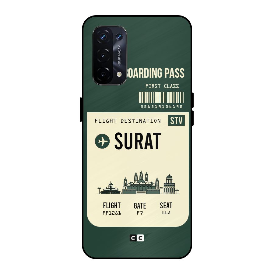 Surat Boarding Pass Metal Back Case for Oppo A74 5G