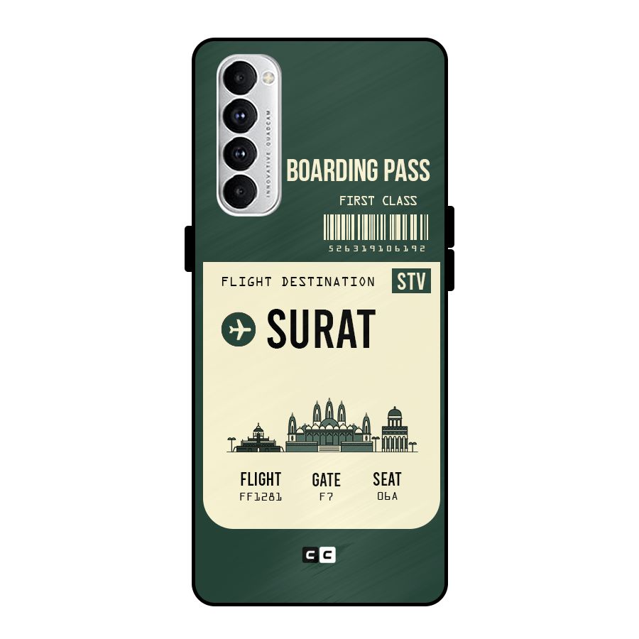 Surat Boarding Pass Metal Back Case for Oppo Reno4 Pro