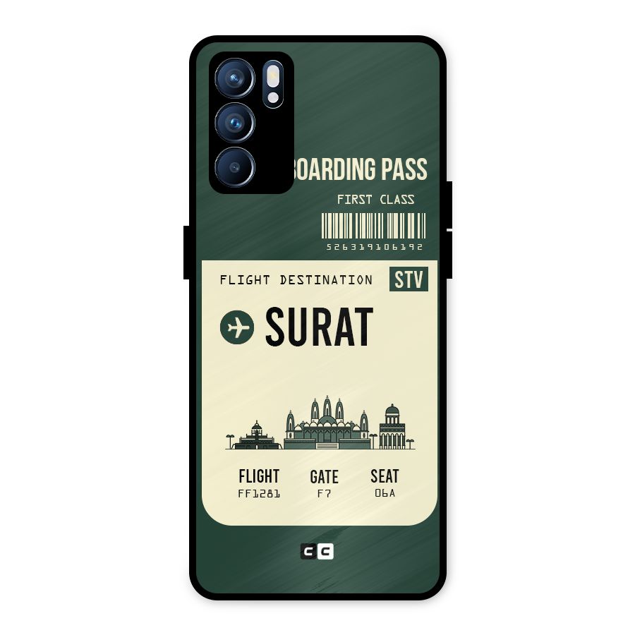 Surat Boarding Pass Metal Back Case for Oppo Reno6 5G