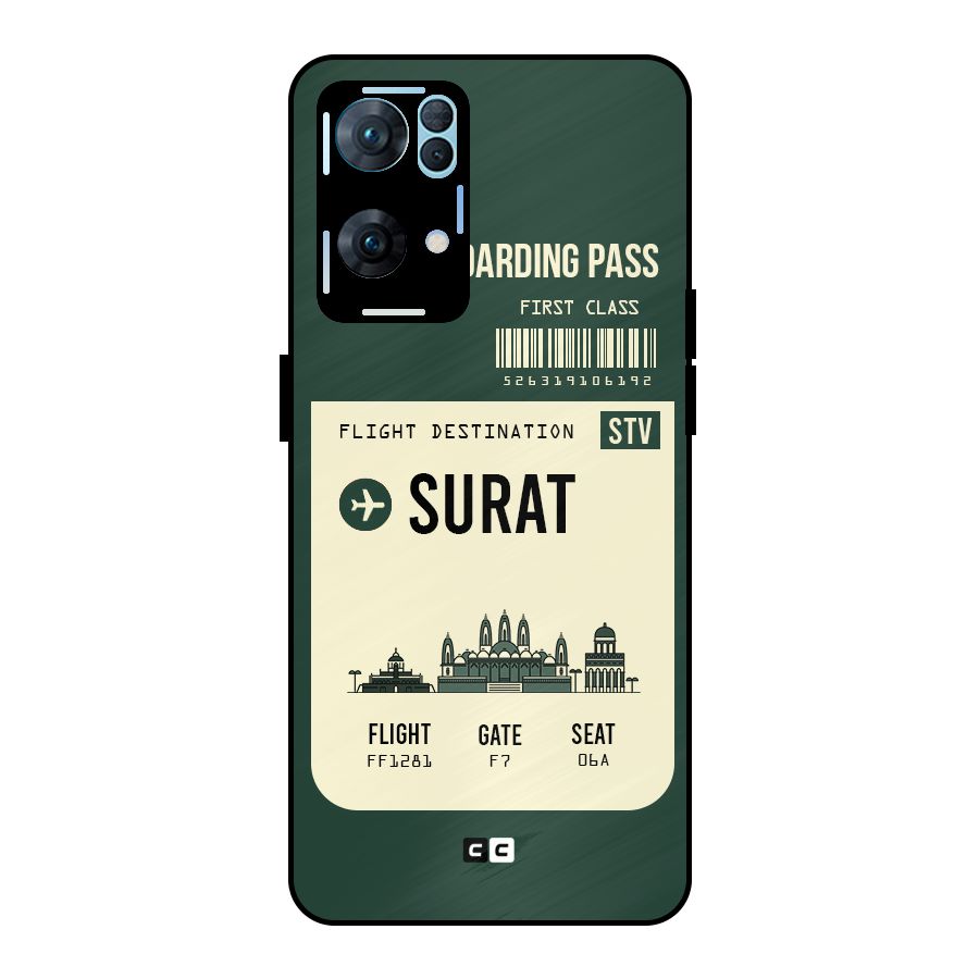 Surat Boarding Pass Metal Back Case for Oppo Reno7 Pro 5G