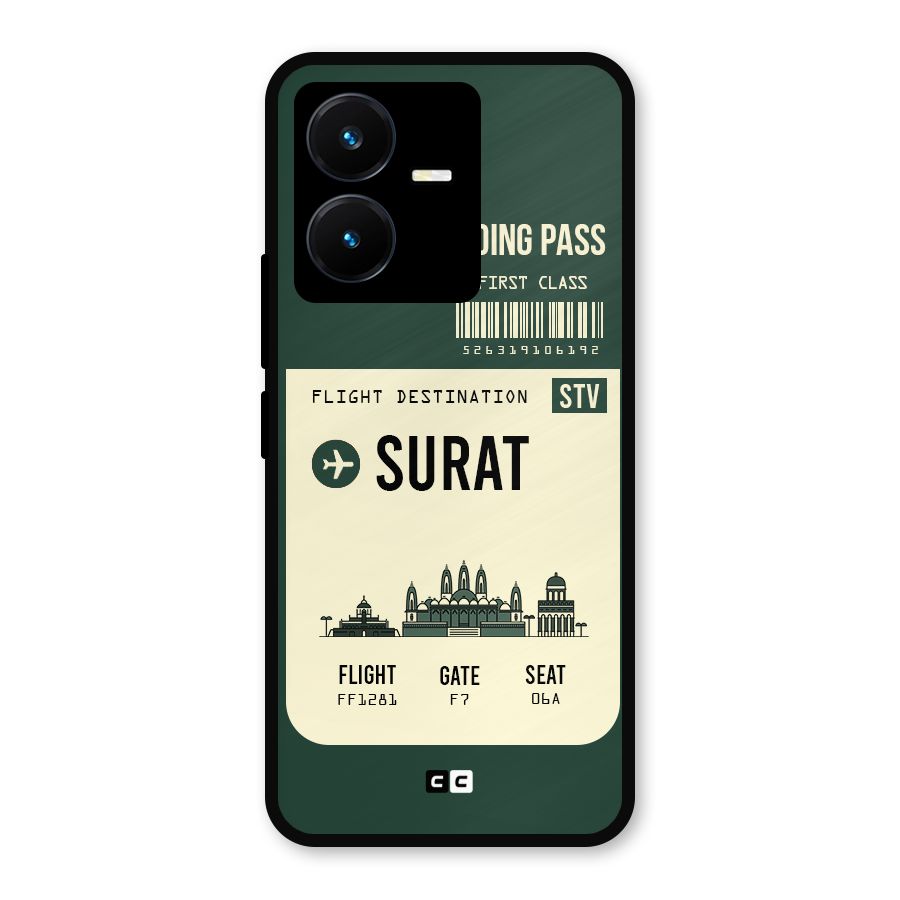 Surat Boarding Pass Metal Back Case for Vivo Y22s