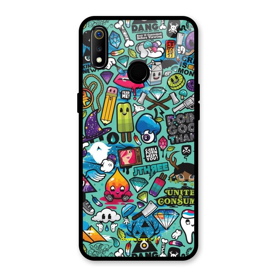 Sweet Candies Glass Back Case for Realme 3i
