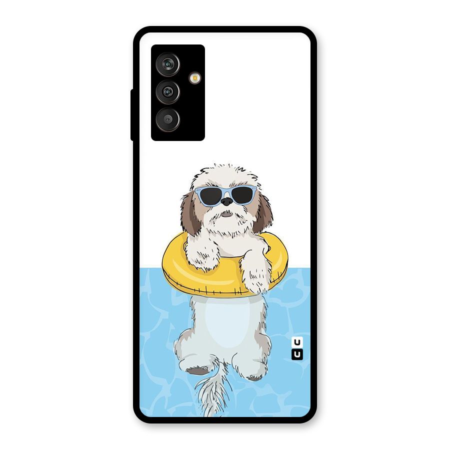 Swimming Doggo Glass Back Case for Galaxy M13