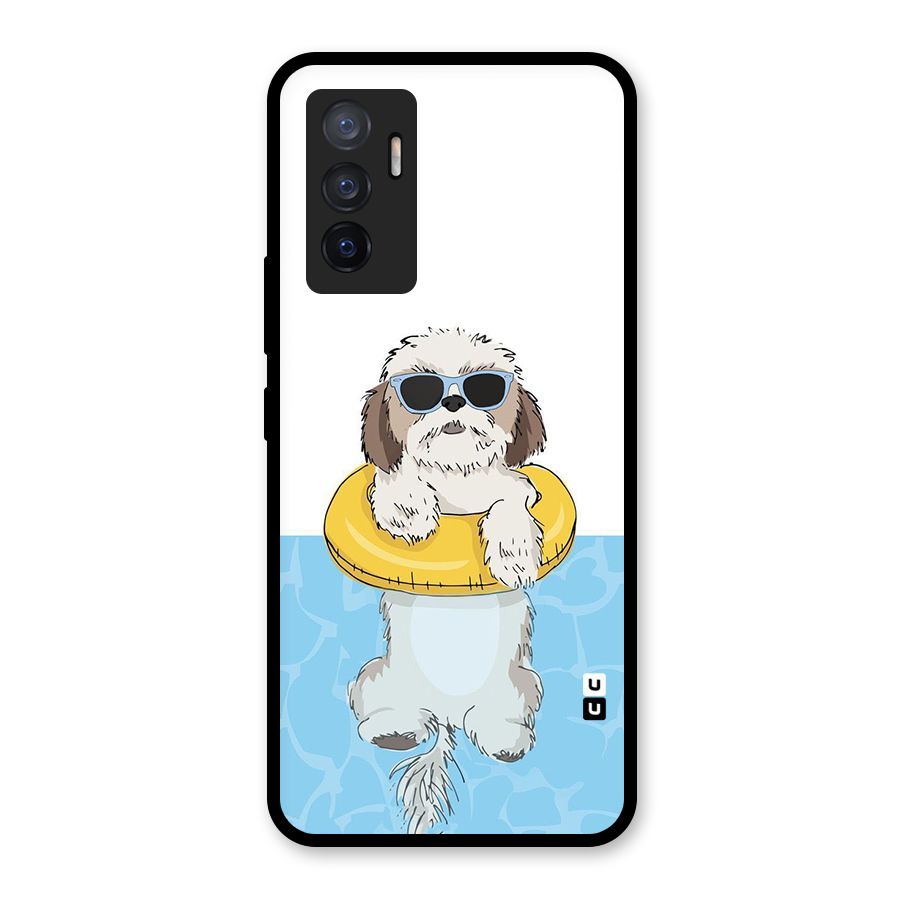 Swimming Doggo Glass Back Case for Vivo V23e