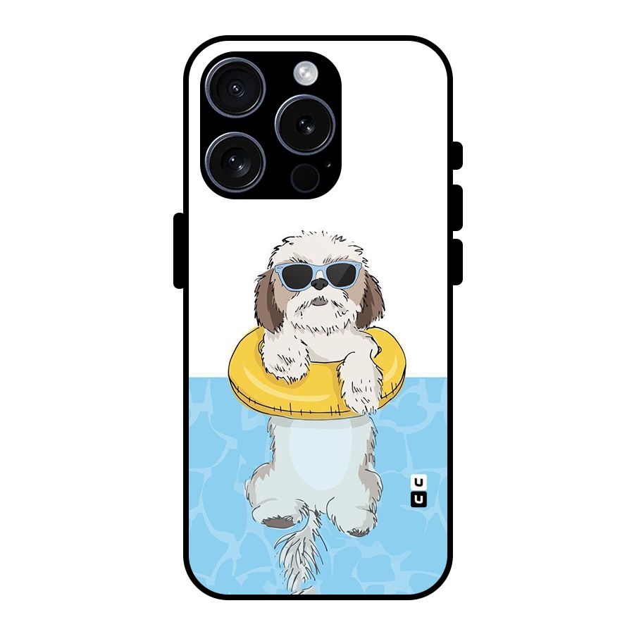 Swimming Doggo Glass Back Case for iPhone 15 Pro