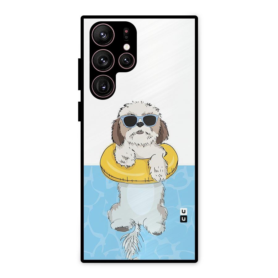 Swimming Doggo Metal Back Case for Galaxy S22 Ultra 5G