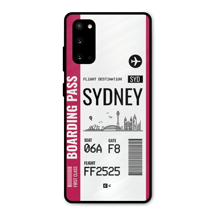 Sydney Boarding Pass Metal Back Case for Galaxy S20