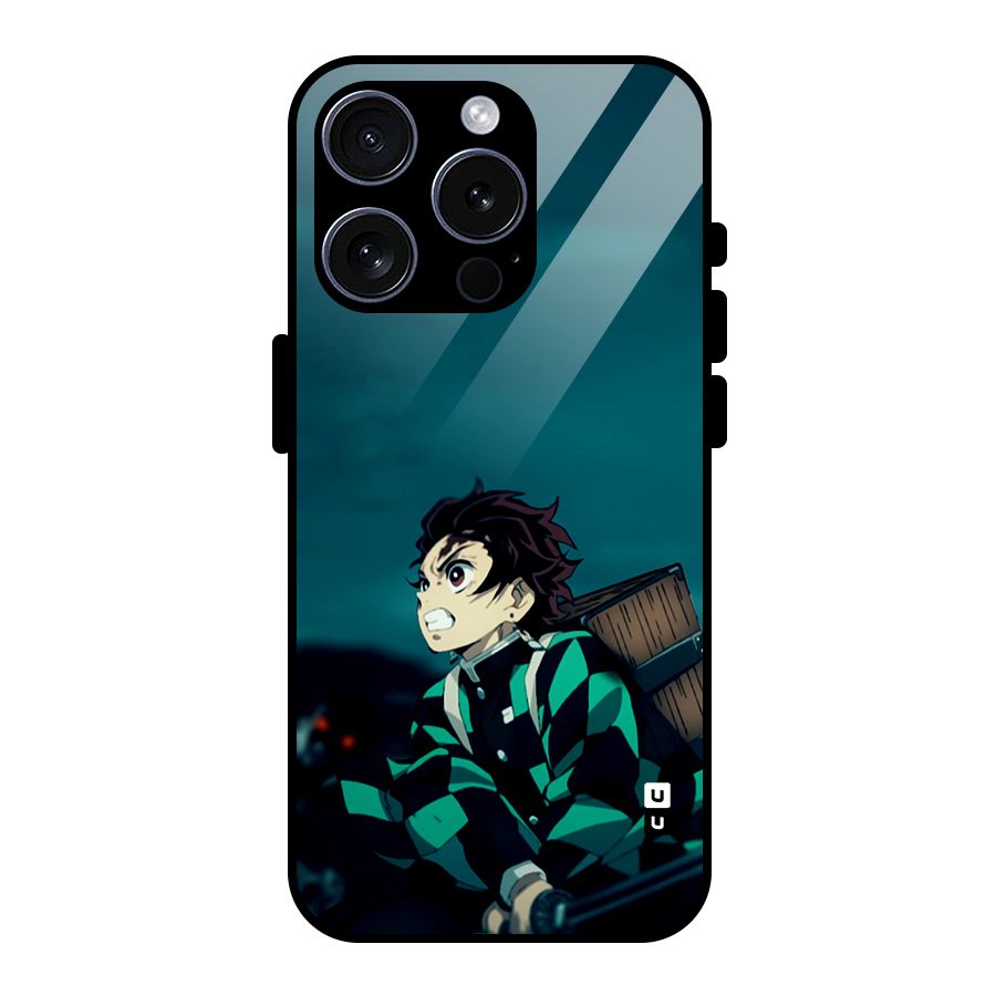 Tanjiro demon slayer Glass Back Case for iPhone 15 Pro