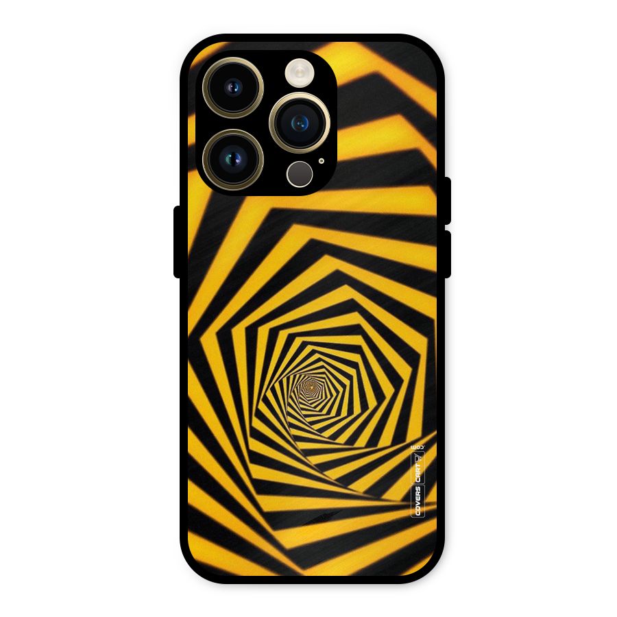 Taxi Pattern Metal Back Case for iPhone 14 Pro