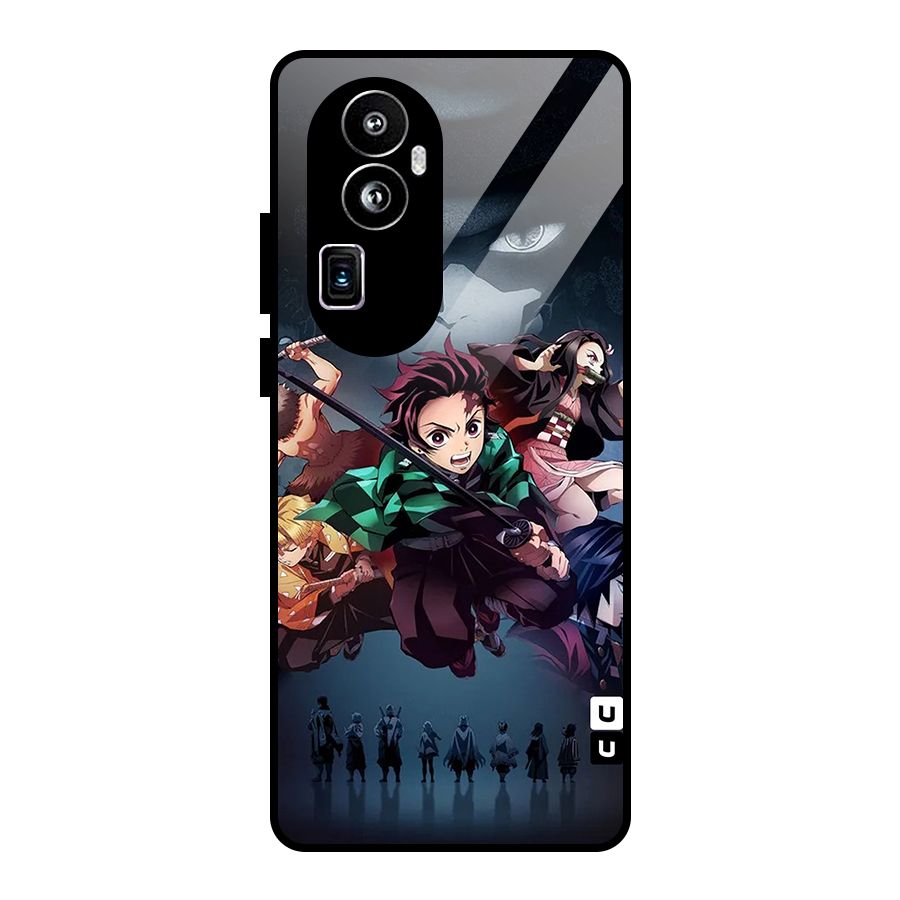 Team Demon Slayer Glass Back Case for Oppo Reno10 Pro Plus