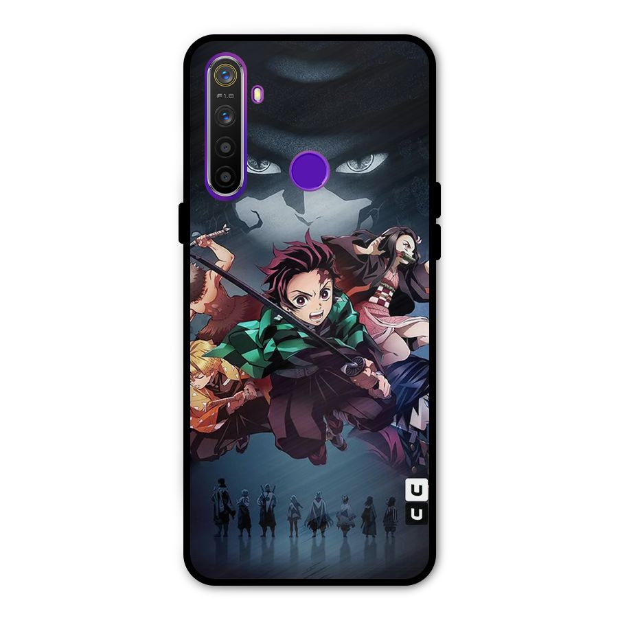 Team Demon Slayer Glass Back Case for Realme 5s