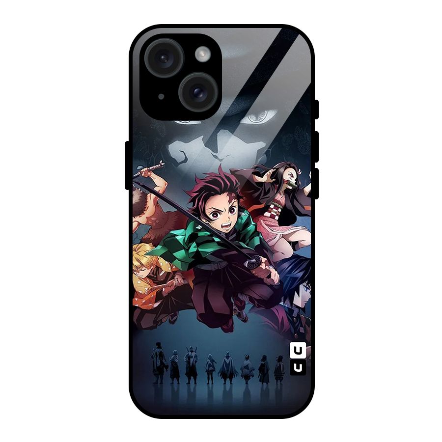 Team Demon Slayer Glass Back Case for iPhone 15