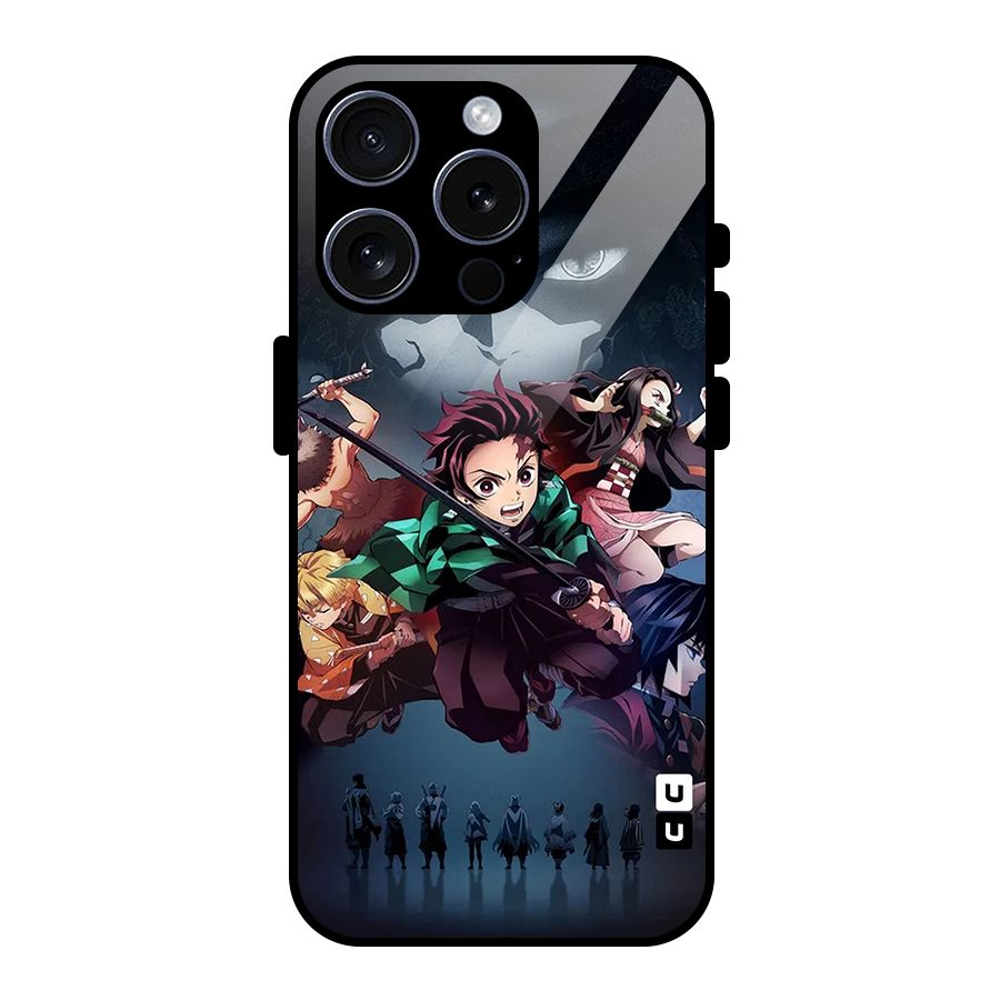 Team Demon Slayer Glass Back Case for iPhone 15 Pro