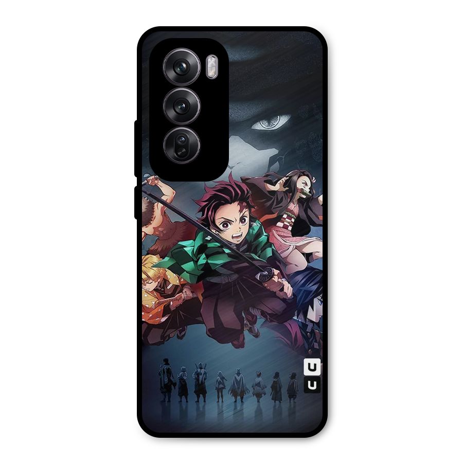 Team Demon Slayer Metal Back Case for Oppo Reno12 Pro