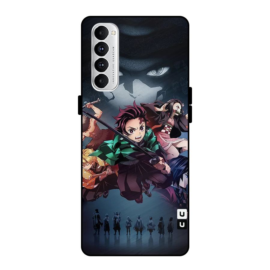 Team Demon Slayer Metal Back Case for Oppo Reno4 Pro