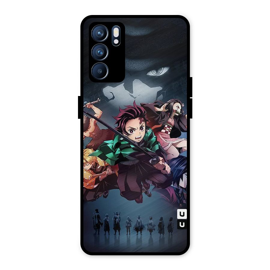 Team Demon Slayer Metal Back Case for Oppo Reno6 5G