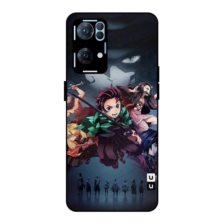 Team Demon Slayer Metal Back Case for Oppo Reno7 Pro 5G