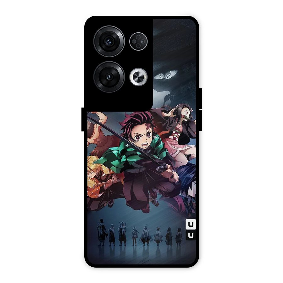 Team Demon Slayer Metal Back Case for Oppo Reno8 Pro 5G