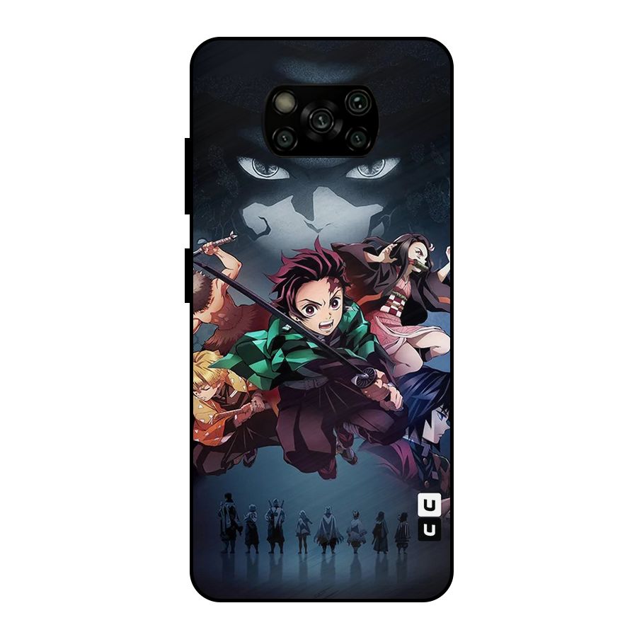 Team Demon Slayer Metal Back Case for Poco X3