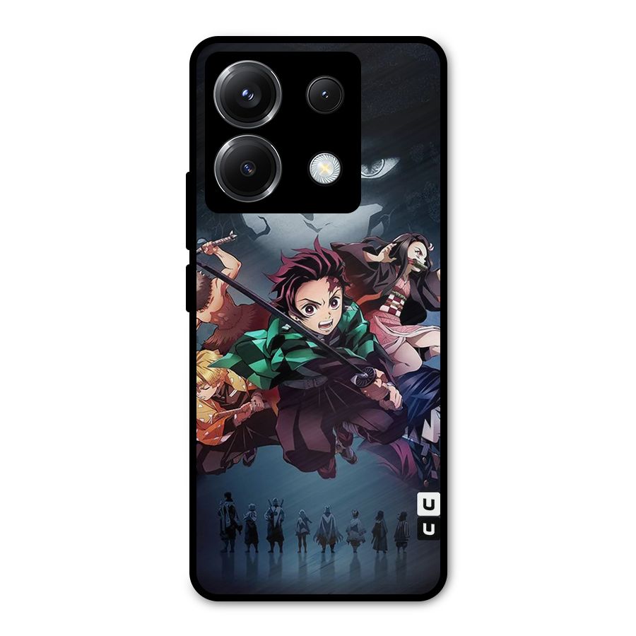 Team Demon Slayer Metal Back Case for Poco X6