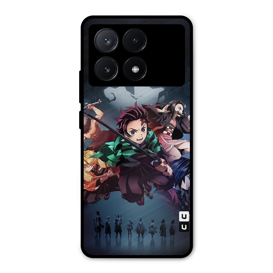 Team Demon Slayer Metal Back Case for Poco X6 Pro