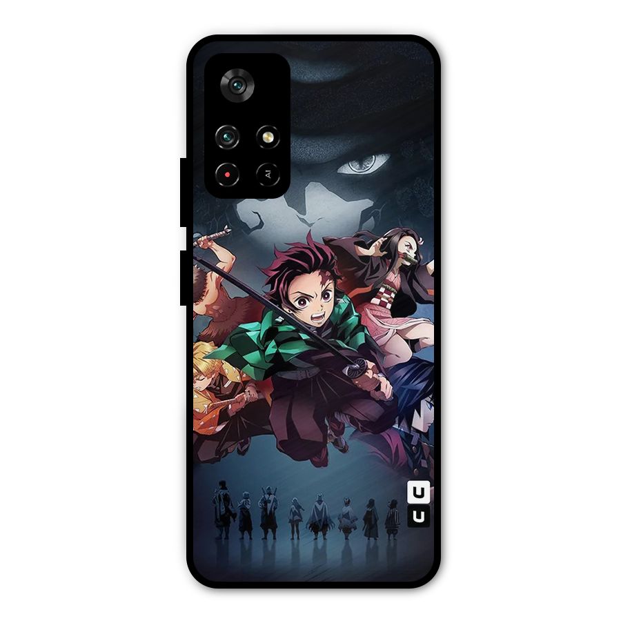 Team Demon Slayer Metal Back Case for Redmi Note 11T 5G