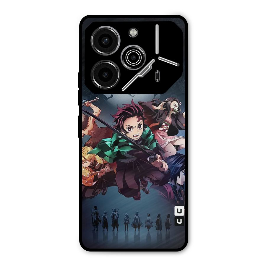 Team Demon Slayer Metal Back Case for Tecno Pova 6 Pro