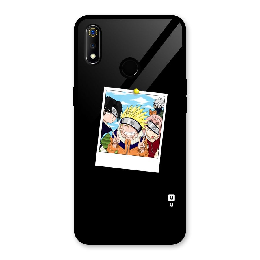 Team Kakashi Cute Glass Back Case for Realme 3i