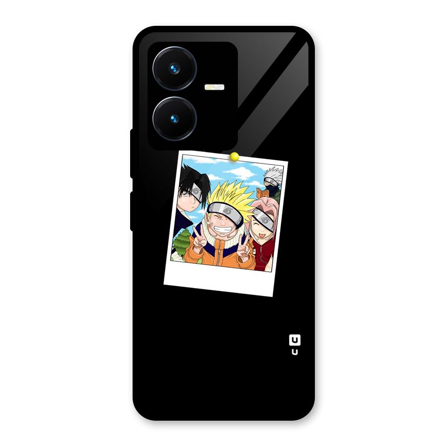 Team Kakashi Cute Glass Back Case for Vivo Y22s