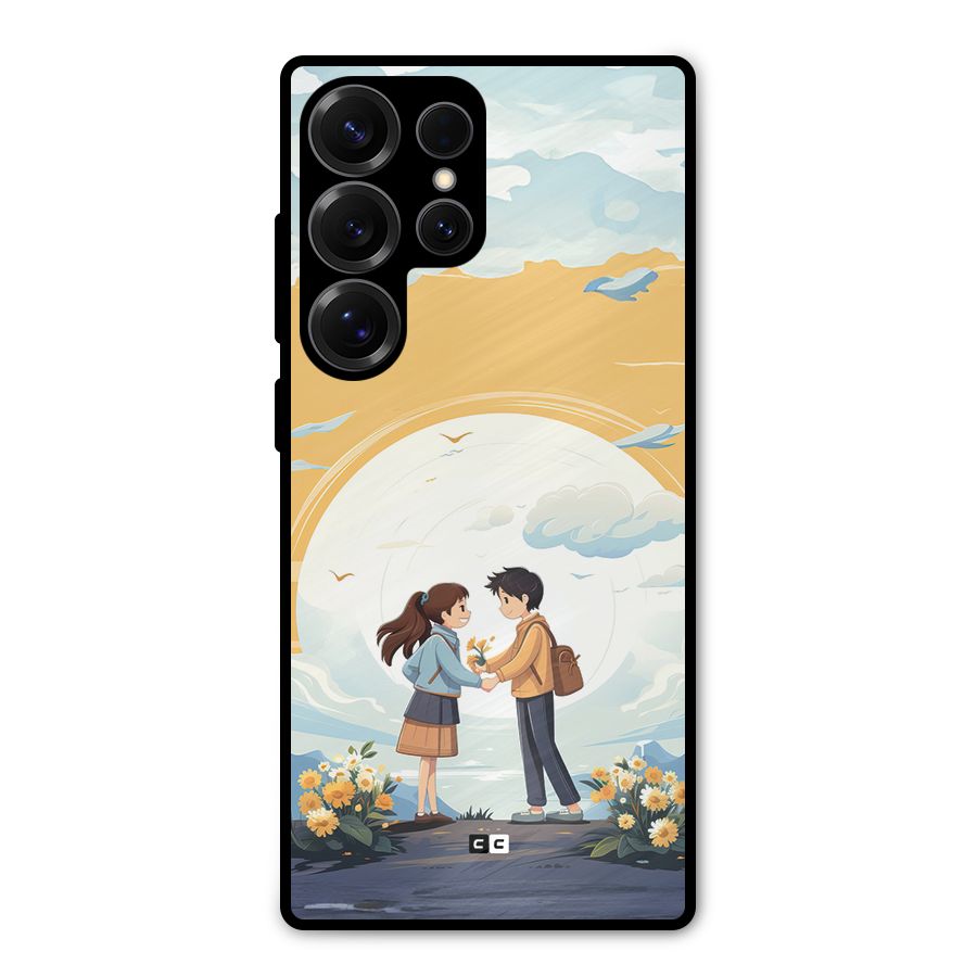 Teenage Anime Couple Metal Back Case for Galaxy S25 Ultra