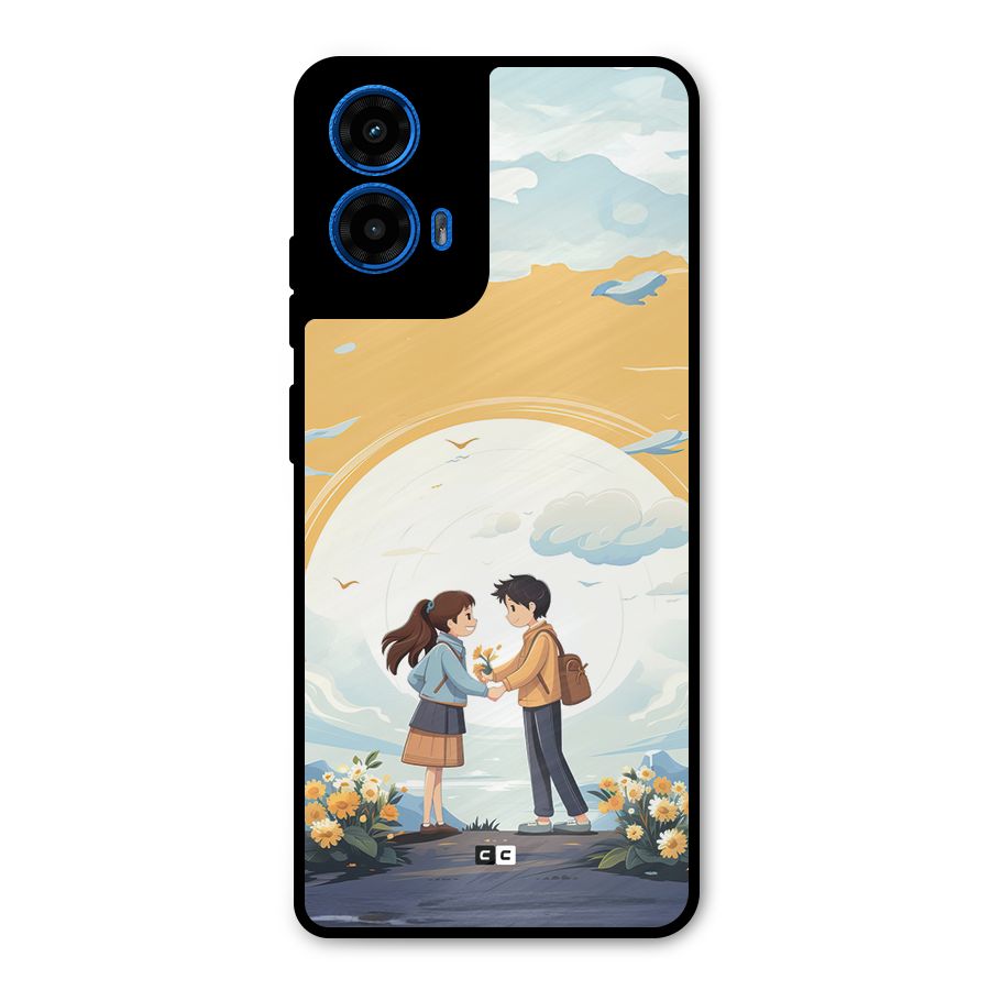 Teenage Anime Couple Metal Back Case for Moto G45