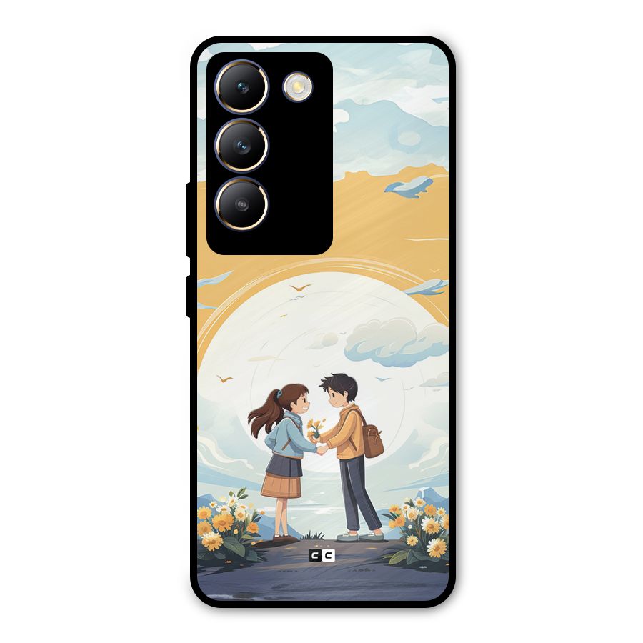 Teenage Anime Couple Metal Back Case for Vivo T3 5G