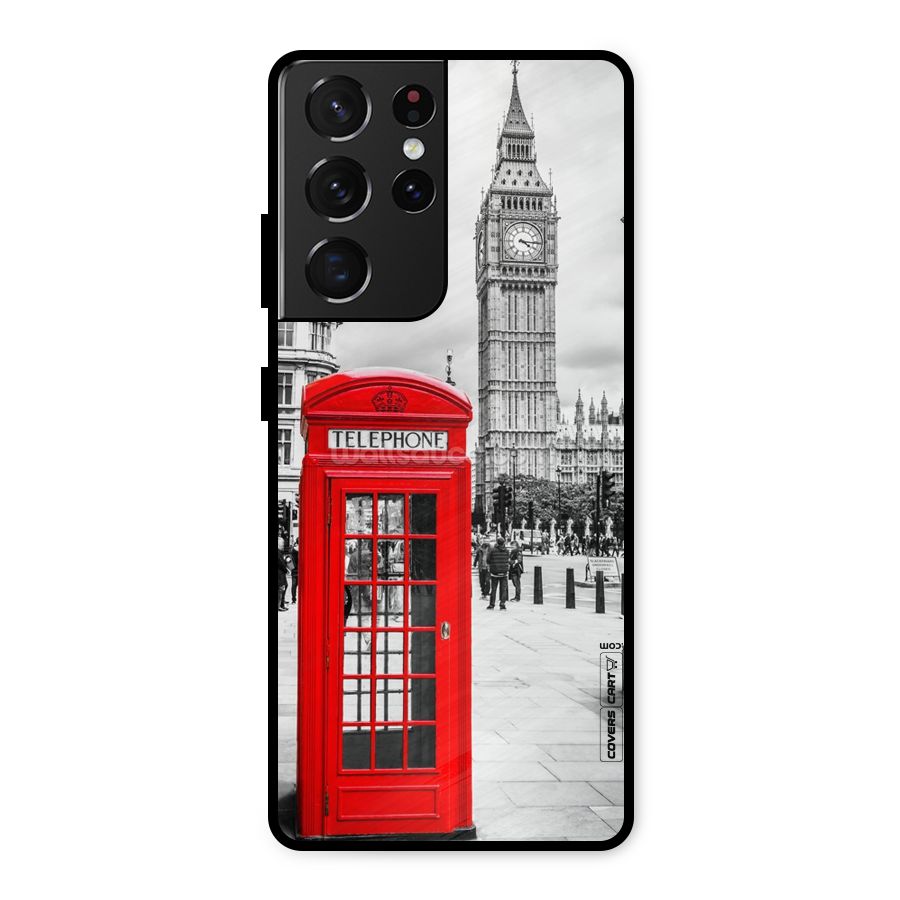 Telephone Booth Metal Back Case for Galaxy S21 Ultra 5G