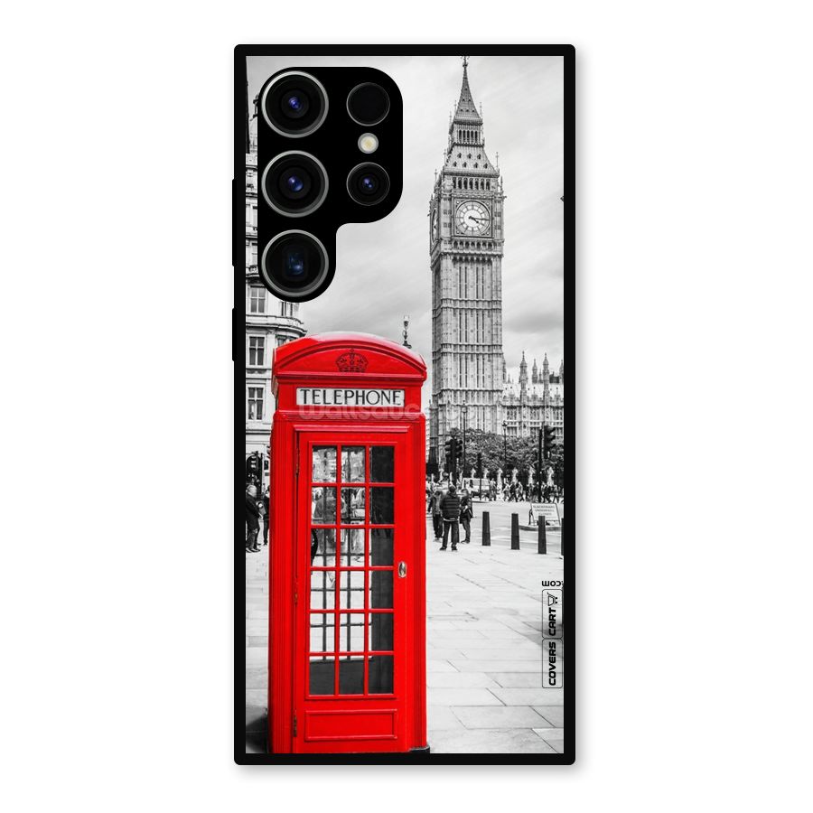 Telephone Booth Metal Back Case for Galaxy S23 Ultra