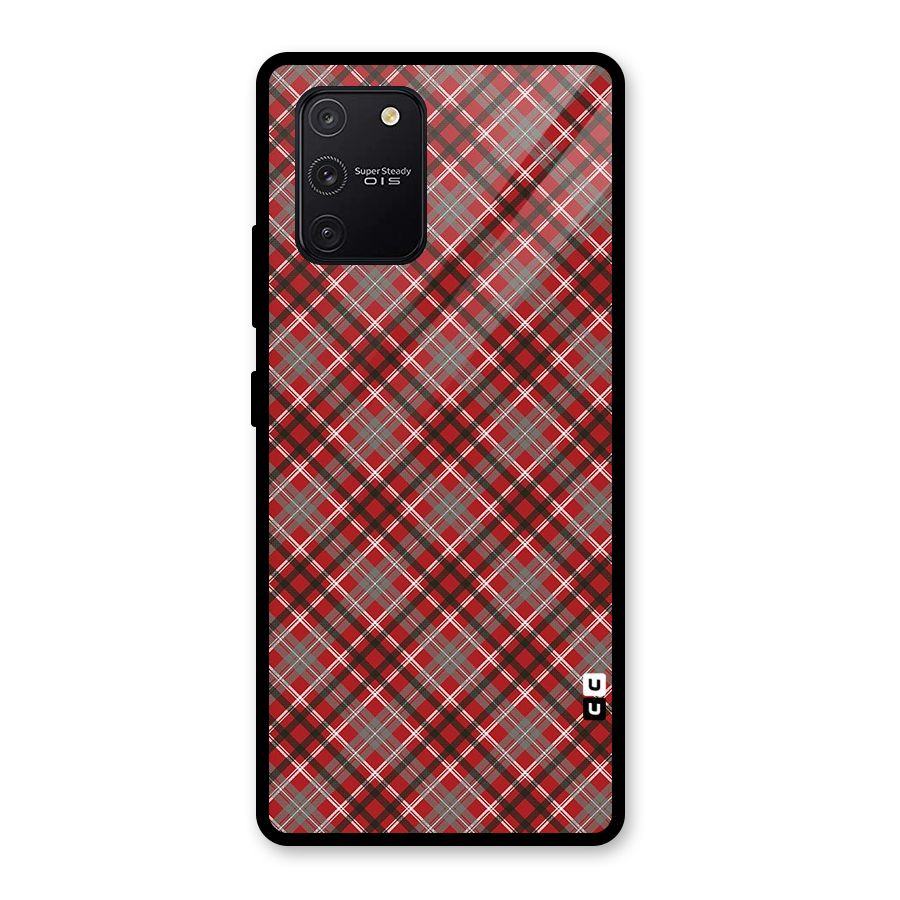 Textile Check Pattern Glass Back Case for Galaxy S10 Lite